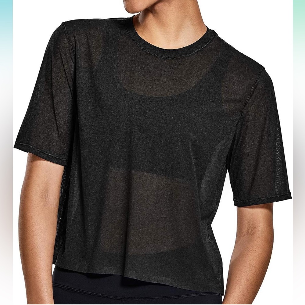EUC CRZ Yoga mesh crop t-shirt